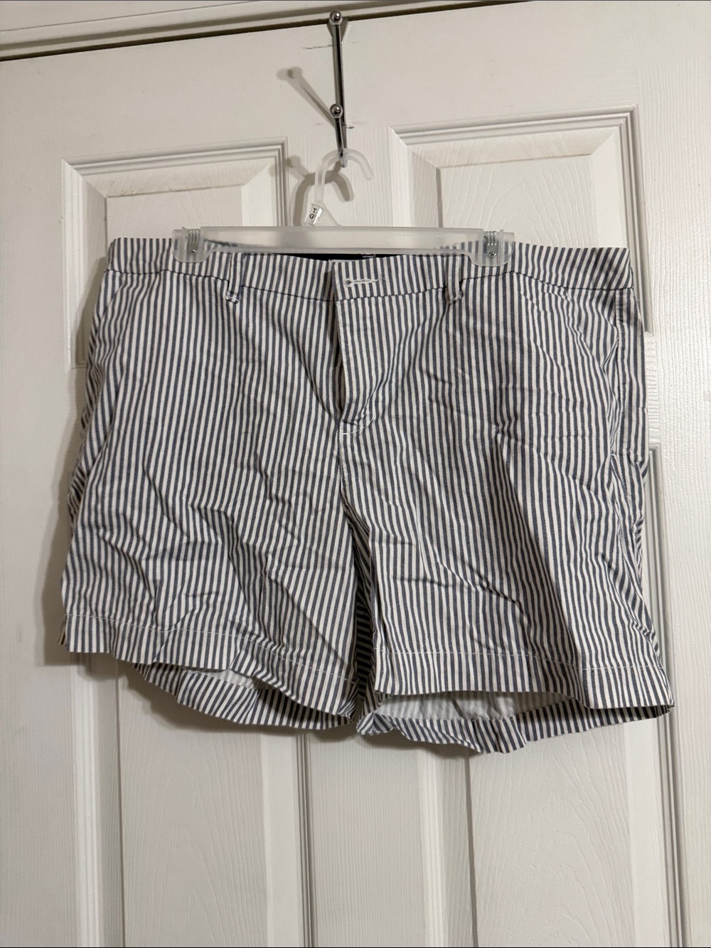 Striped Women's Cotton Shorts - Blue & White